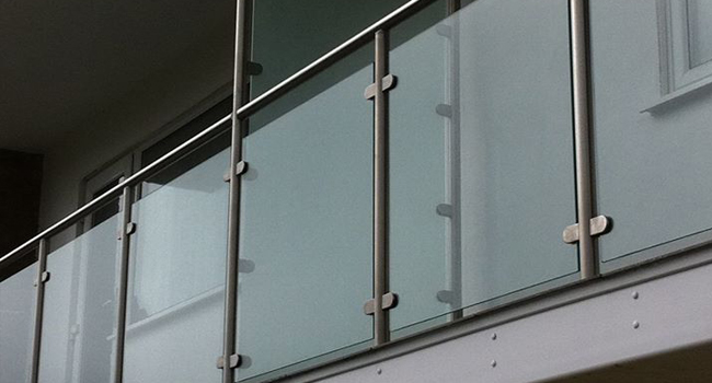 iron railings and glass partition